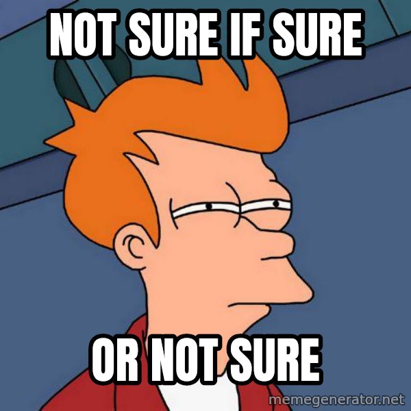 Futurama Fry meme: not sure if sure / or not sure