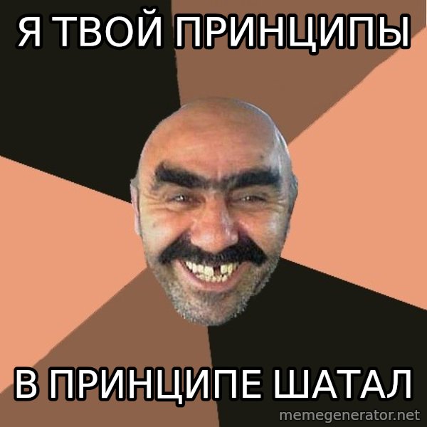 Provincial Man meme: Я твой принципы / в принципе шатал