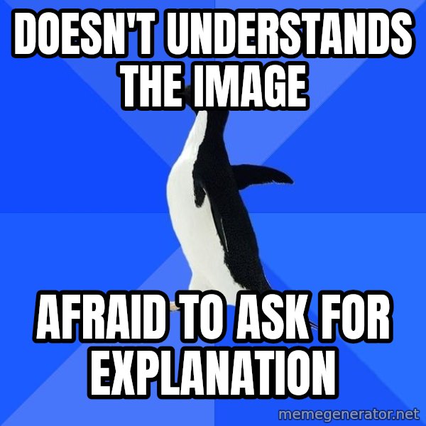 Socially Awkward Penguin meme: DOESN'T UNDERSTANDS THE IMAGE / AFRAID TO ASK FOR EXPLANATION