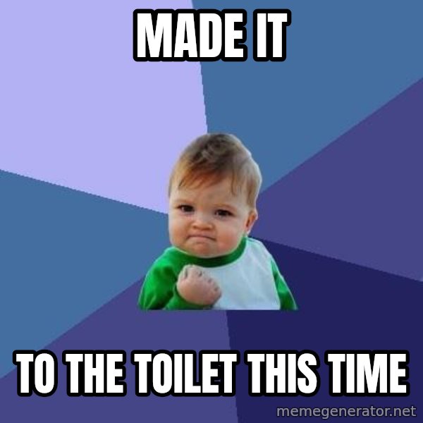 Success Kid meme: made it / to the toilet this time