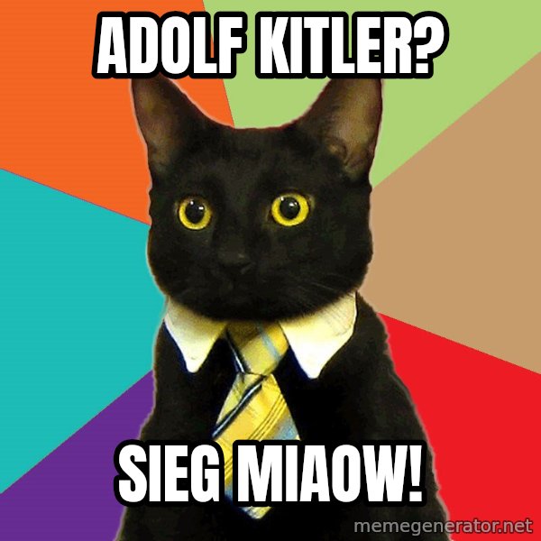 Business Cat meme: Adolf kitler? / sieg miaow!