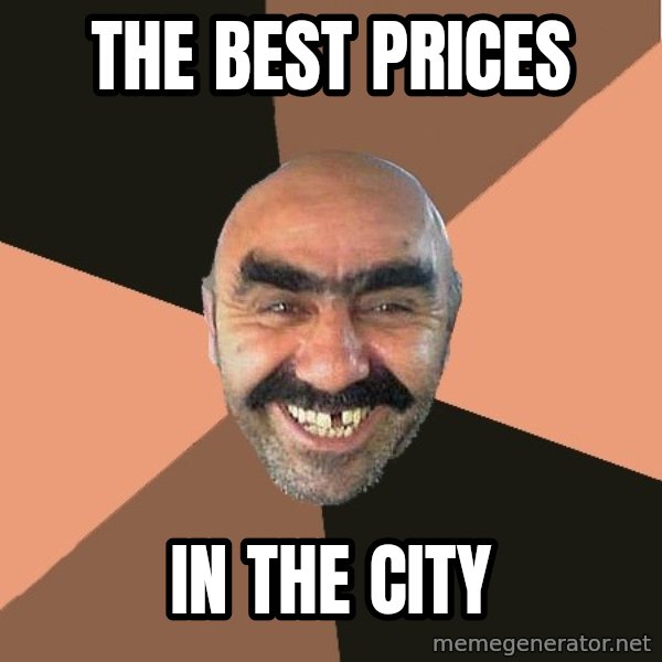 Provincial Man meme: the best prices / in the city