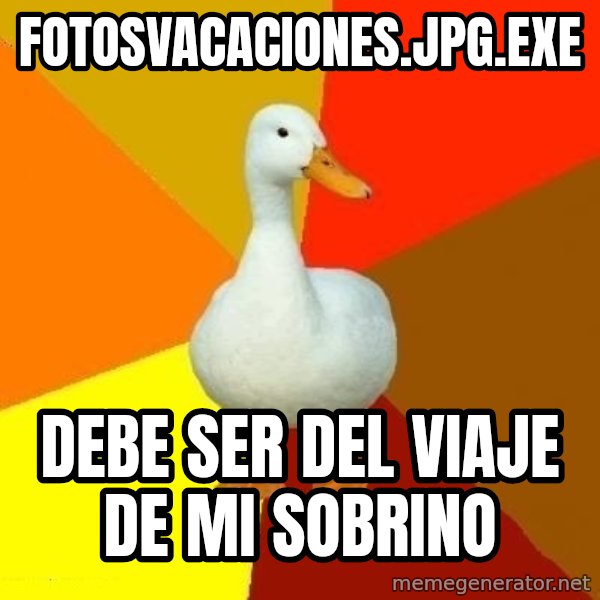 Technologically Impaired Duck meme: FOTOSVACACIONES.JPG.EXE / DEBE SER DEL VIAJE DE MI SOBRINO
