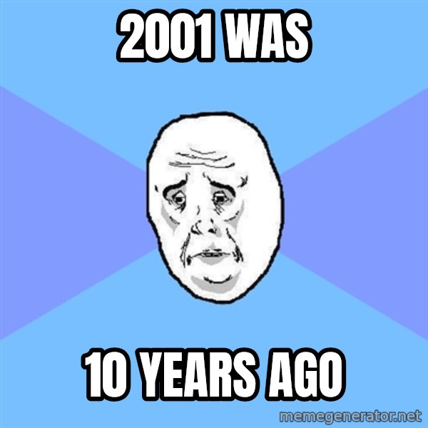 Okay Guy meme: 2001 WAS / 10 YEARS AGO