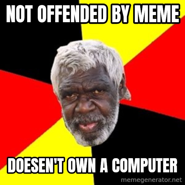 Aboriginal meme: Not Offended by meme / Doesen't own a computer