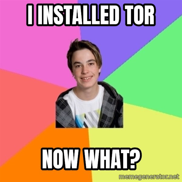 Newfag Guy meme: I INStalled tor / now what?