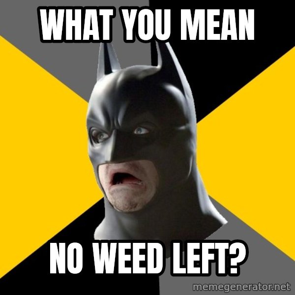 Bad Factman meme: What you mean / no weed left?