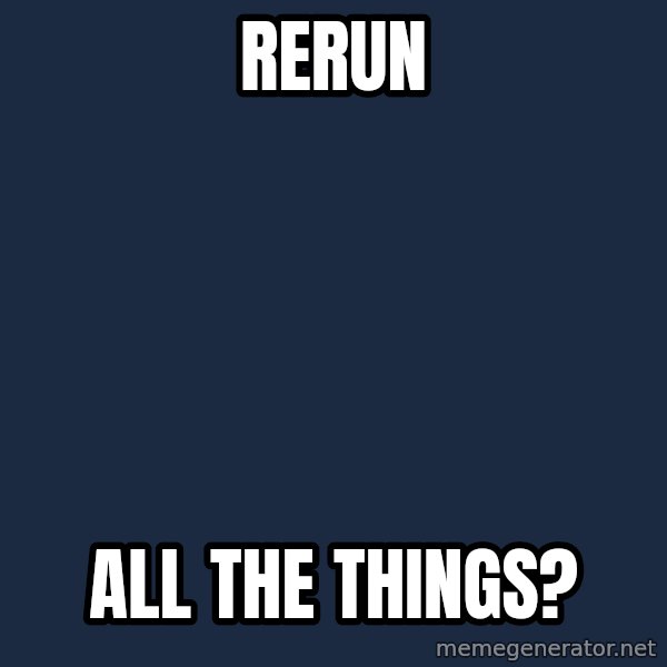 X ALL THE THINGS meme: RERUN / ALL THE THINGS?