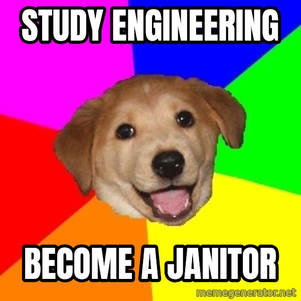 Advice Dog meme: study engineering / become a janitor