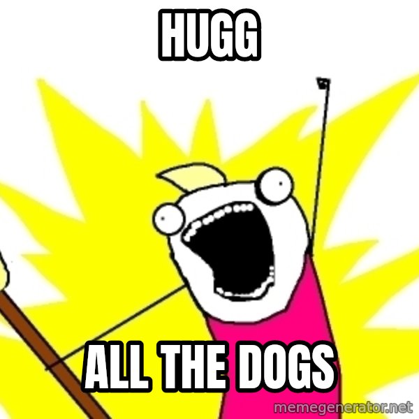 X ALL THE THINGS meme: hugg / all the dogs
