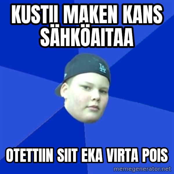 Jonnen Neuvo meme: Kustii maken kans Sähköaitaa / Otettiin siit eka virta pois