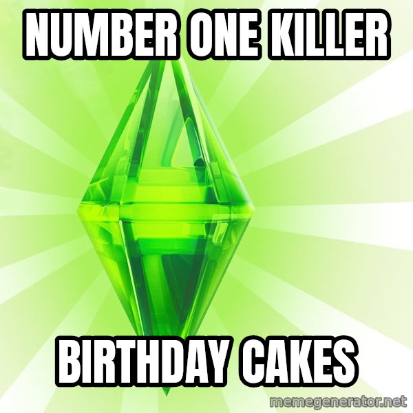 Sims meme: Number one killer / birthday cakes