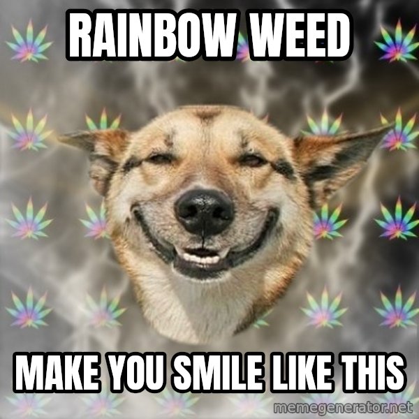 Stoner Dog meme: Rainbow weed / make you smile like this