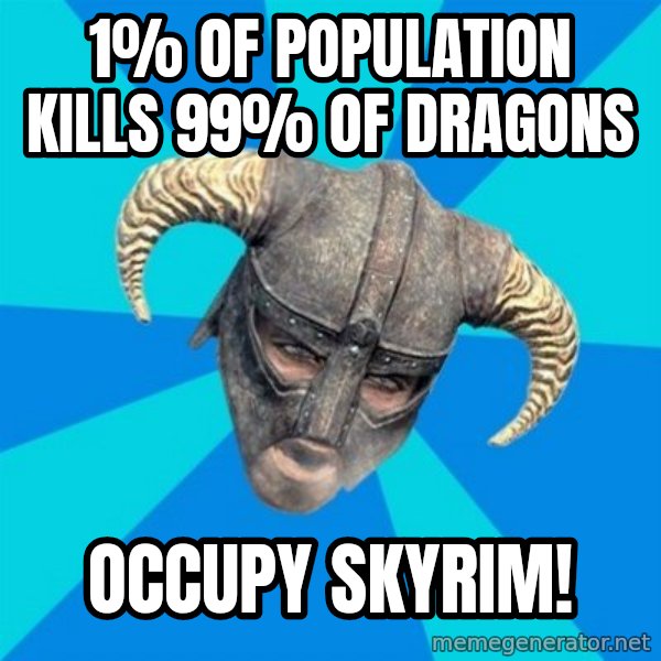 skyrim stan meme: 1% of population kills 99% of Dragons / Occupy Skyrim!