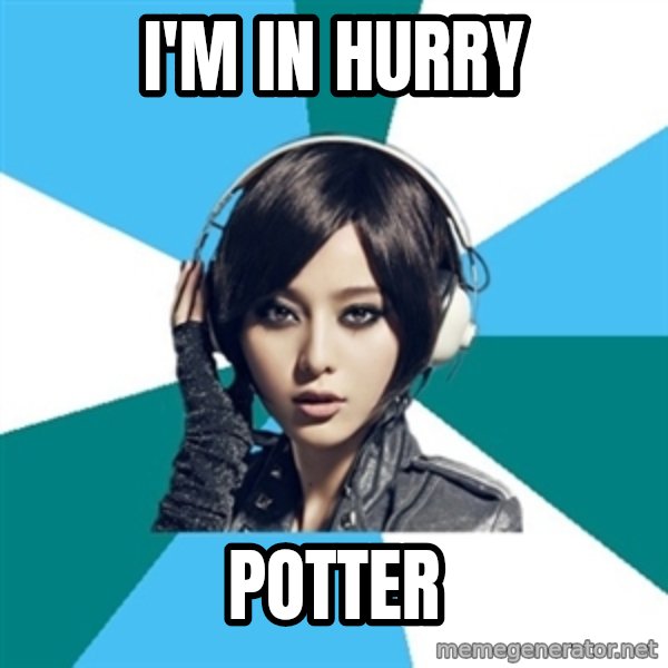 Crafty Interpreter meme: I'm in hurry / potter