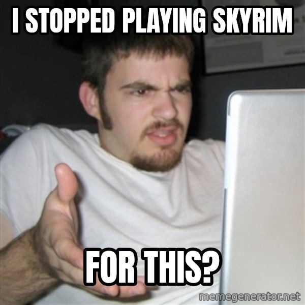 Wtf Shz meme: I stopped playing skyrim / FOR THIS?