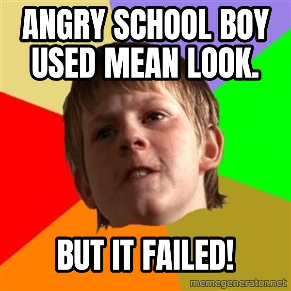 Angry School Boy meme: angry school boy used mean look. / but it failed!