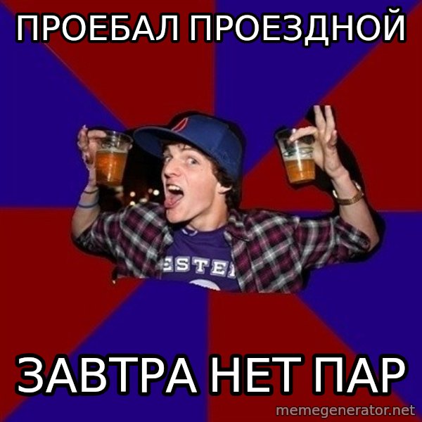 Sunny Student meme: проебал   проездной / завтра нет пар