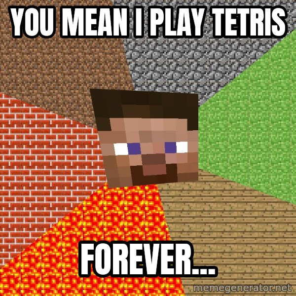 Minecraft Guy meme: you mean i play tetris / FOREVER...