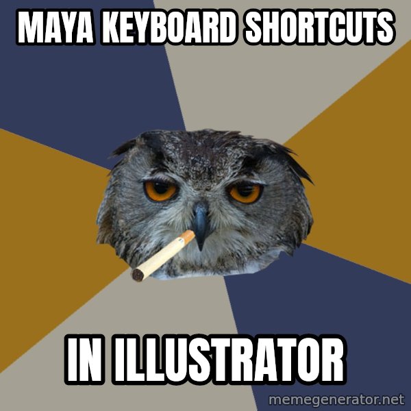 Art Student Owl meme: Maya Keyboard Shortcuts / In Illustrator