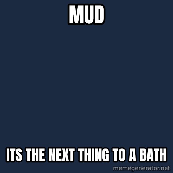 Bear Grylls meme: Mud / its the next thing to a bath