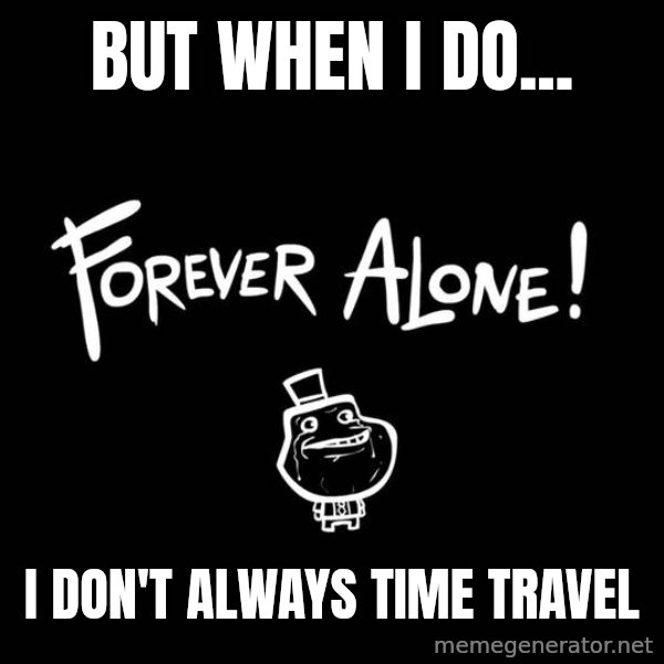 The Most Interesting Man In The World meme: but when i do... / I DON'T ALWAYS TIME TRAVEL