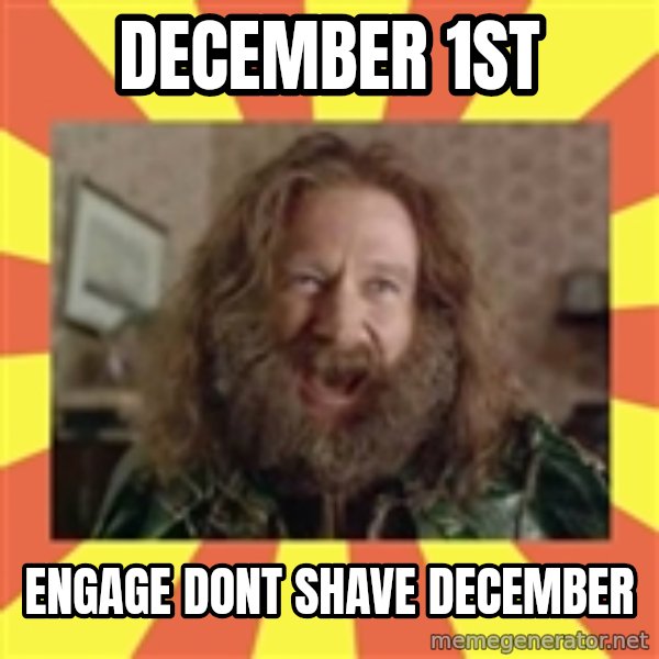 Robin Williams meme: December 1st / Engage dont shave december