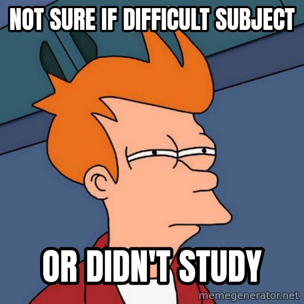Futurama Fry meme: Not sure if difficult subject / or didn't study