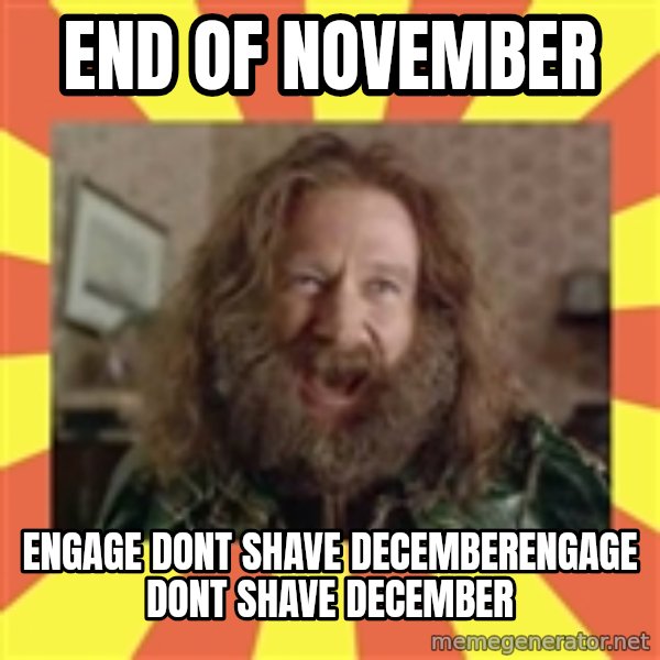 Robin Williams meme: end of november / Engage dont shave decemberengage dont shave december