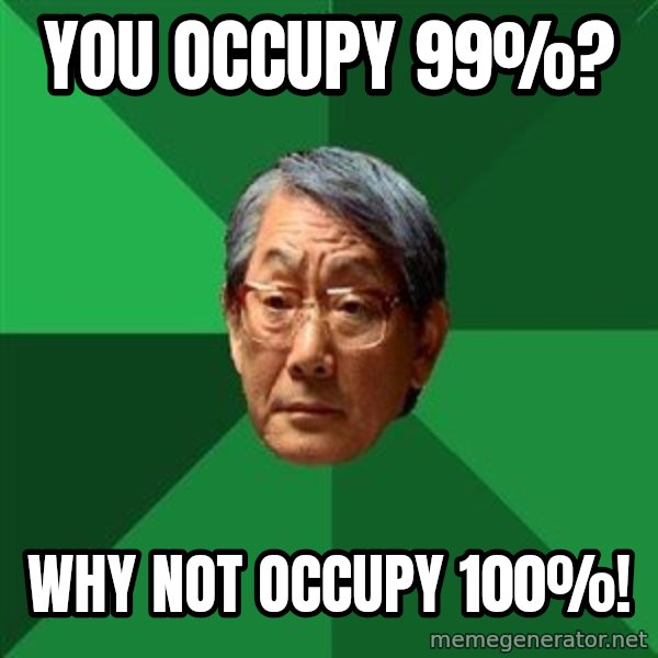 High Expectations Asian Father meme: YOu Occupy 99%? / Why Not Occupy 100%!
