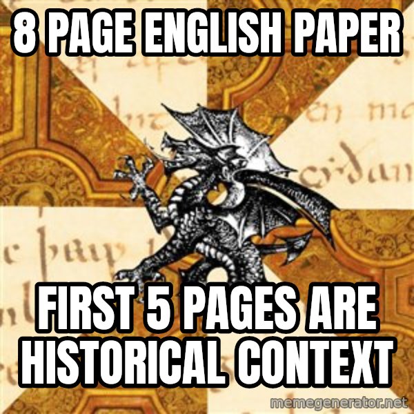 History Major Heraldic Beast meme: 8 page english paper / first 5 pages are historical context