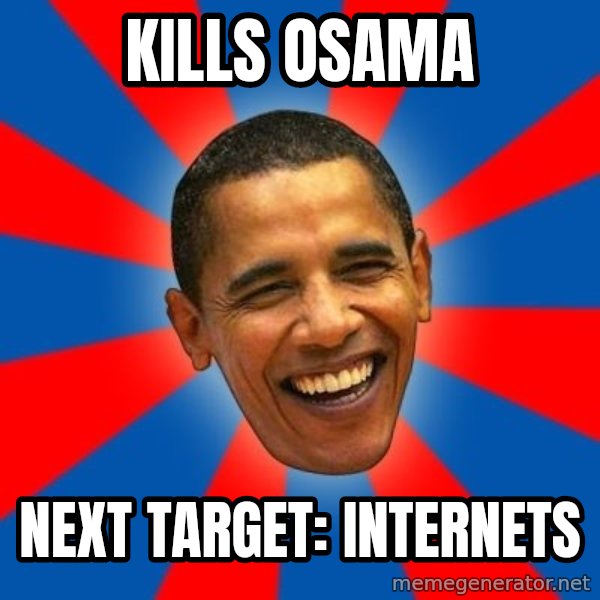 Obama meme: Kills Osama / NExt target: internets
