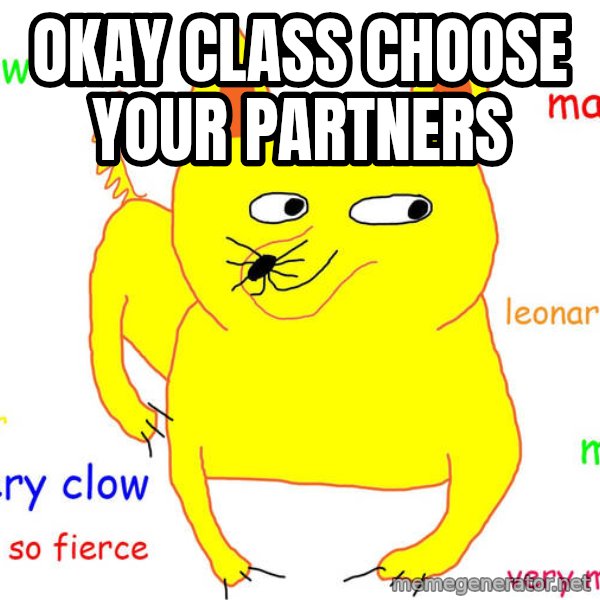 Forever Alone meme: okay class choose your partners