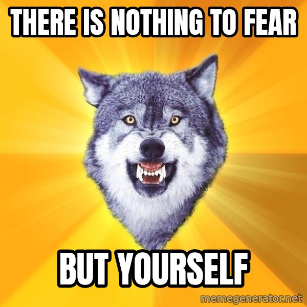 Courage Wolf meme: there is nothing to fear / but yourself