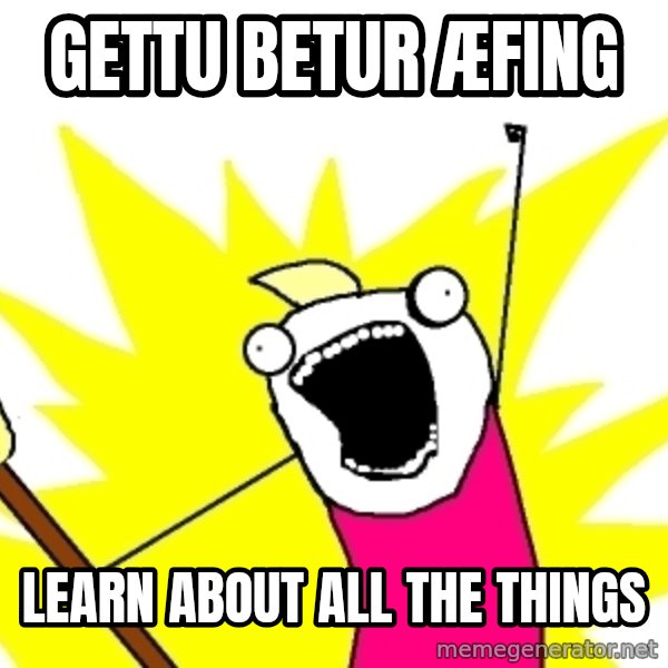 X ALL THE THINGS meme: gettu betur æfing / learn about all the things