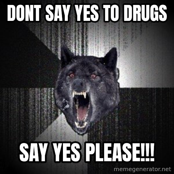 Insanity Wolf meme: DONT SAY YES TO DRUGS / SAY YES PLEASE!!!