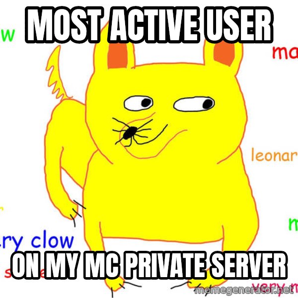 Forever Alone meme: most active user / on my mc private server