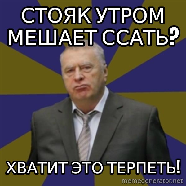 Vladimir Zhirinovsky meme: стояк утром мешает ссать? / хватит это терпеть!