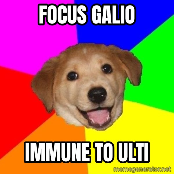 Advice Dog meme: Focus galio / immune to ulti