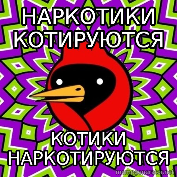 Omsk Crow meme: Наркотики котируются / котики наркотируются