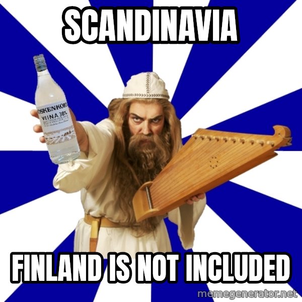 FinnishProblems meme: Scandinavia / Finland is not included