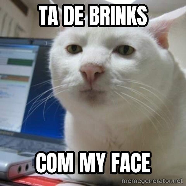 Serious Cat meme: ta de brinks / com my face