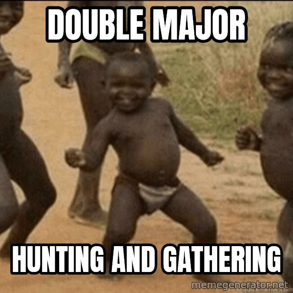 Third World Success meme: double major / HUNTING AND GATHERING