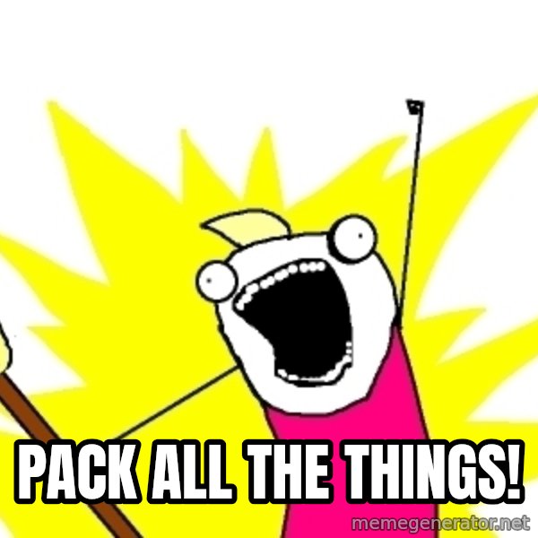 X ALL THE THINGS meme: Pack all the things!