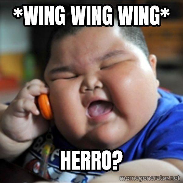 Fat Asian Kid meme: *wing wing wing* / Herro?
