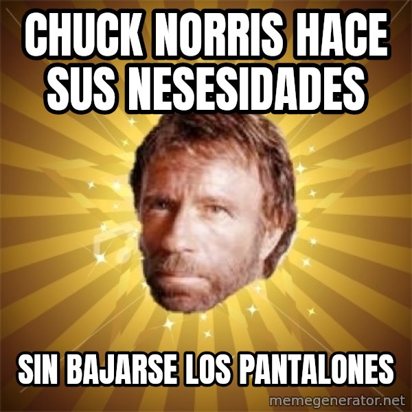 Chuck Norris Advice meme: CHUCK NORRIS HACE SUS NESESIDADES / SIN BAJARSE LOS PANTALONES