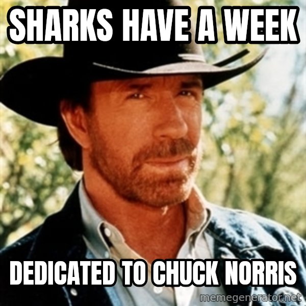 Chuck Norris Pwns meme: Sharks have a week / dedicated to Chuck Norris