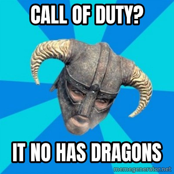 skyrim stan meme: CALL OF DUTY? / IT NO HAS DRAGONS