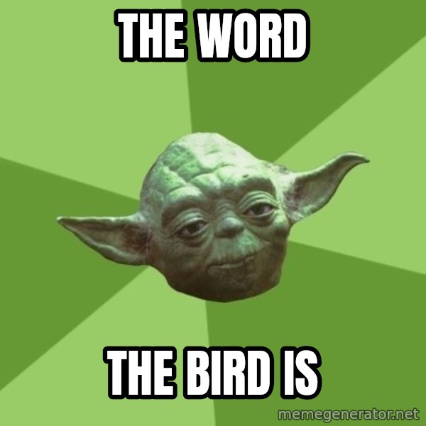 Advice Yoda Gives meme: the word / the bird is