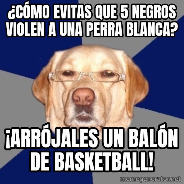 Racist Dawg meme: ¿CÓMO EVITAS QUE 5 NEGROS VIOLEN A UNA PERRA BLANCA? / ¡ARRÓJALES UN BALÓN DE BASKETBALL!